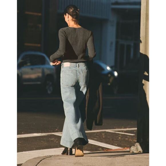 Everlane The Mariner Jean Wide Leg High Rise Light Indigo Denim 33 NWT Coastal - Picture 6 of 16